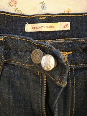 Women’s Dark Blue Mid-Length Denim Shorts - Size 28